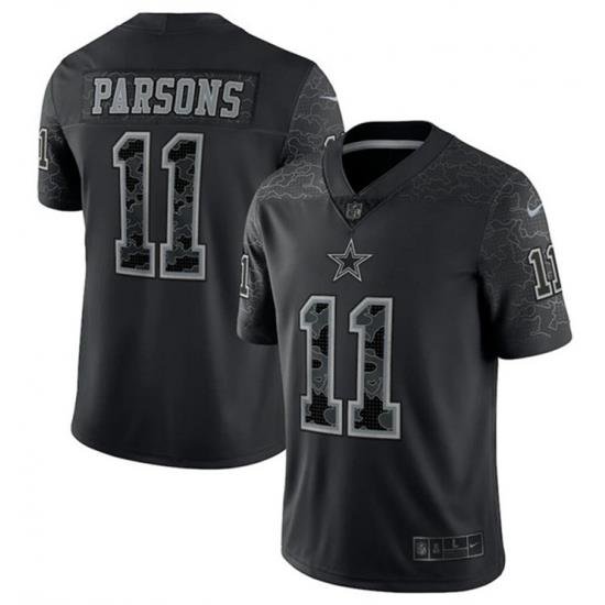 Men Dallas Cowboys 11 Micah Parsons Black Reflective Limited Stitched Football Jersey