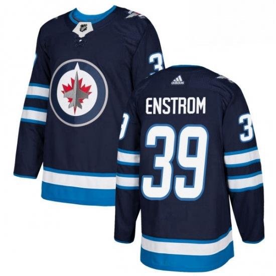 Mens Adidas Winnipeg Jets 39 Tobias Enstrom Authentic Navy Blue Home NHL Jersey