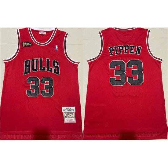 Men Chicago Bulls 33 Scottie Pippen Red 1997 98 Throwback Stitched Jersey