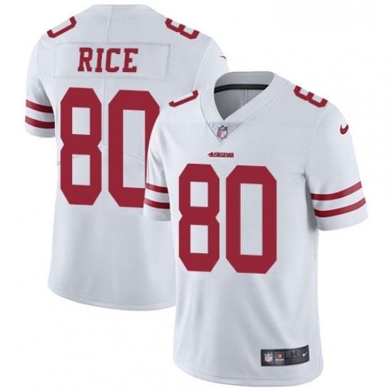 Mens Nike San Francisco 49ers 80 Jerry Rice White Vapor Untouchable Limited Player NFL Jersey