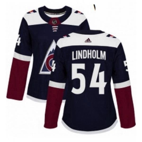 Womens Adidas Colorado Avalanche 54 Anton Lindholm Authentic Navy Blue Alternate NHL Jersey