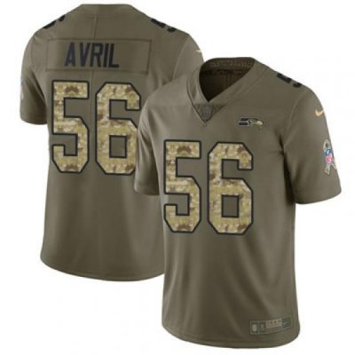 Youth Nike Seahawks #56 Cliff Avril Olive Camo Stitched NFL Limited 2017 Salute to Service Jersey