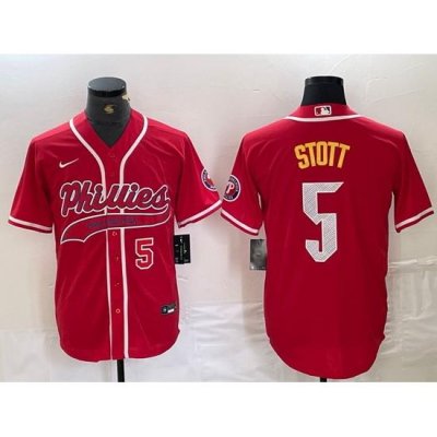 Men Philadelphia Phillies 5 Bryson Stott Red 2024 City Connect Stitched Jersey 4