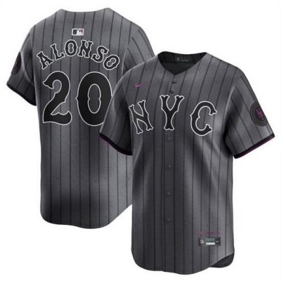 Men NeW York Mets 20 Pete Alonso Graphite 2024 City Connect Limited Stitched Baseball Jersey