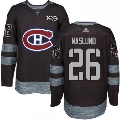 Mens Adidas Montreal Canadiens 26 Mats Naslund Authentic Black 1917 2017 100th Anniversary NHL Jersey