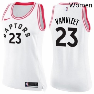 Womens Nike Toronto Raptors 23 Fred VanVleet Swingman WhitePink Fashion NBA Jersey