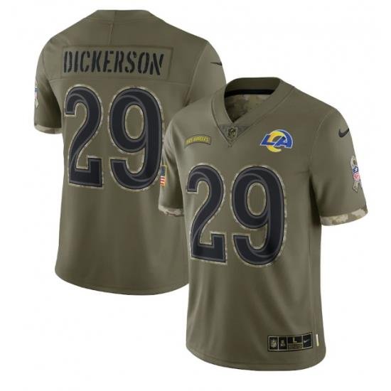 Men Los Angeles Rams 29 Eric Dickerson Olive 2022 Salute To Service Limited Stitched Jersey