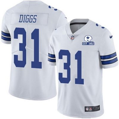 Nike Cowboys 31 Trevon Diggs White Men Stitched With Established In 1960 Patch NFL Vapor Untouchable Limited Jersey