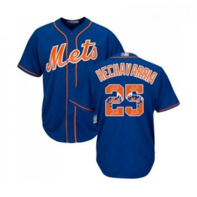 Mens NeW York Mets 25 Adeiny Hechavarria Authentic Royal Blue Team Logo Fashion Cool Base Baseball Jersey