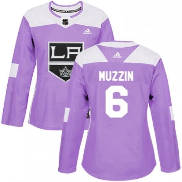 Womens Adidas Los Angeles Kings 6 Jake Muzzin Authentic Purple Fights Cancer Practice NHL Jersey