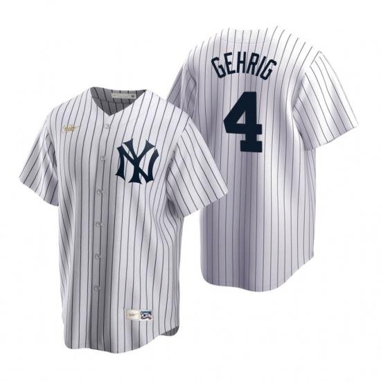 Mens Nike NeW York Yankees 4 Lou Gehrig White CooperstoWn Collection Home Stitched Baseball Jerse