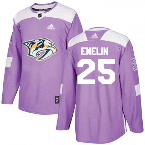 Youth Adidas Nashville Predators 25 Alexei Emelin Authentic Purple Fights Cancer Practice NHL Jersey