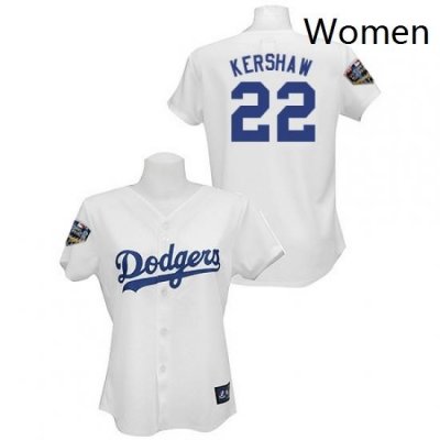 Womens Majestic Los Angeles Dodgers 22 Clayton Kershaw Authentic White 2018 World Series MLB Jersey