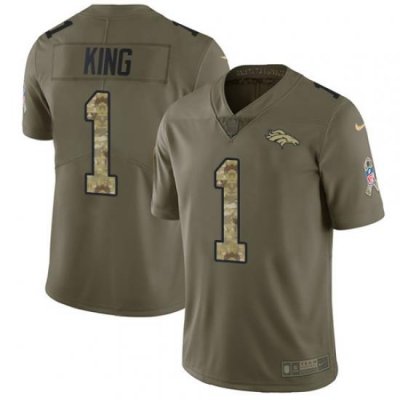 Nike Broncos #1 Marquette King Olive Camo Mens Stitched NFL Limited 2017 Salute To Service Jersey