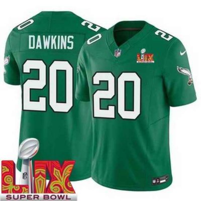 Men Philadelphia Eagles Brian Dawkins #20 Kelly Green 2024 2025 Super Bowl LIX F U S E Stitched NFL Jersey