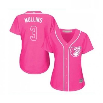 Womens Baltimore Orioles 3 Cedric Mullins Replica Pink Fashion Cool Base Baseball Jersey