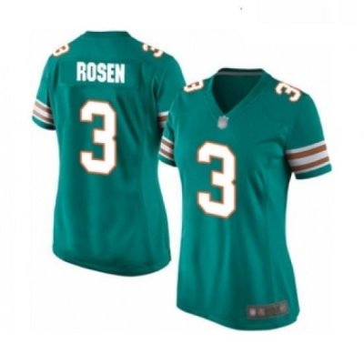 Womens Miami Dolphins 3 Josh Rosen Game Aqua Green Alternate Football Jersey