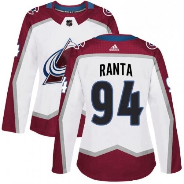 Womens Adidas Colorado Avalanche 94 Sampo Ranta Authentic White Away NHL Jersey