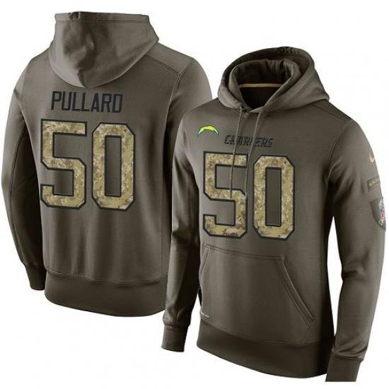 NFL Nike Los Angeles Chargers 50 Hayes Pullard Green Salute To Service Mens Pullover Hoodie