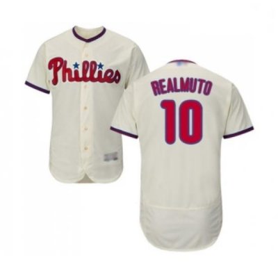 Mens Philadelphia Phillies 10 J T Realmuto Cream Alternate Flex Base Authentic Collection Baseball Jersey