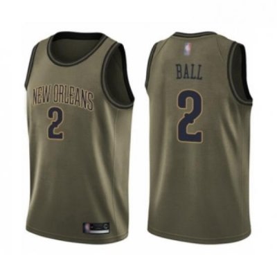 Youth New Orleans Pelicans 2 Lonzo Ball Swingman Green Salute to Service Basketball Jersey