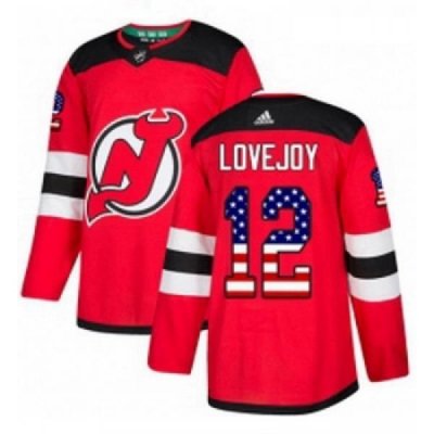 Youth Adidas New Jersey Devils 12 Ben Lovejoy Authentic Red USA Flag Fashion NHL Jersey