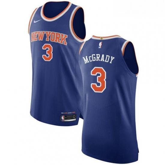 Mens Nike New York Knicks 3 Tracy McGrady Authentic Royal Blue NBA Jersey Icon Edition