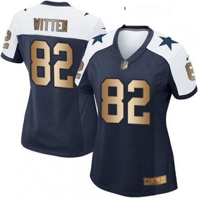 Womens Nike Dallas Cowboys 82 Jason Witten Elite NavyGold Throwback Alternate NFL Jersey