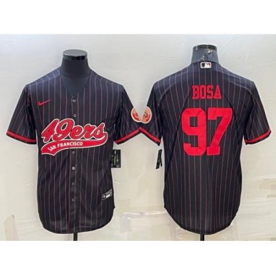 Men San Francisco 49ers 97 Nick Bosa Black Cool Base Stitched Baseball Jersey