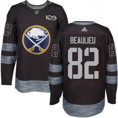 Mens Adidas Buffalo Sabres 82 Nathan Beaulieu Authentic Black 1917 2017 100th Anniversary NHL Jersey