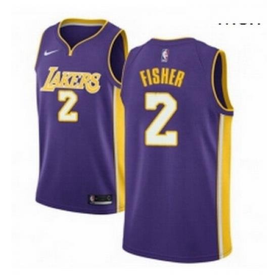 Mens Nike Los Angeles Lakers 2 Derek Fisher Authentic Purple NBA Jersey Icon Edition