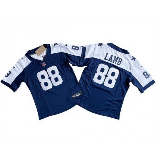 Women Dallas Cowboys 88 CeeDee Lamb Navy White 2023 F U S E  Limited Stitched Jersey