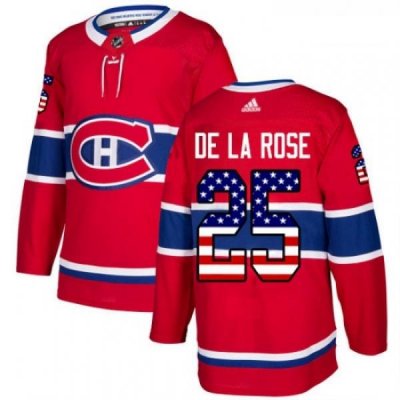 Youth Adidas Montreal Canadiens 25 Jacob de la Rose Authentic Red USA Flag Fashion NHL Jersey