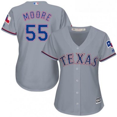 Womens Majestic Texas Rangers 55 Matt Moore Replica Grey Road Cool Base MLB Jersey