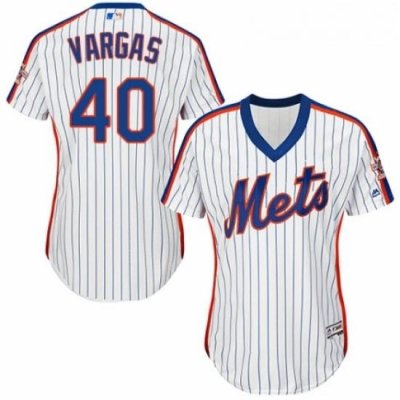 Womens Majestic New York Mets 40 Jason Vargas Authentic White Alternate Cool Base MLB Jersey