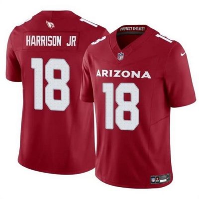 Men Arizona Cardinals 18 Marvin Harrison Jr Red 2024 Draft F U S E  Vapor Untouchable Limited Stitched Football Jersey