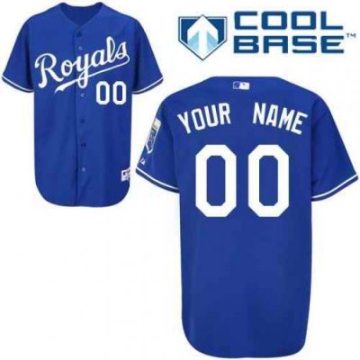 Men Women Youth All Size Kansas City Royals Cool Base Custom Jerseys Dark Blue 3