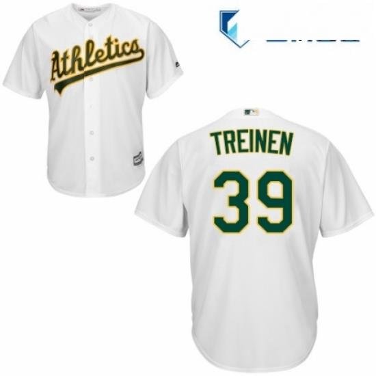 Mens Majestic Oakland Athletics 39 Blake Treinen Replica White Home Cool Base MLB Jersey