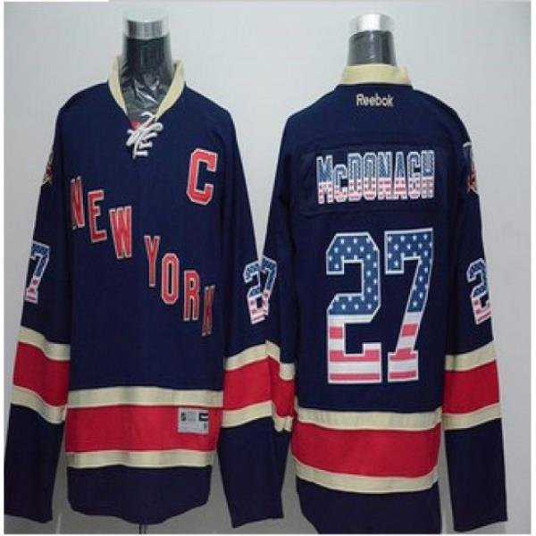 New York Rangers #27 Ryan McDonagh Navy Blue USA Flag Fashion Stitched NHL Jersey