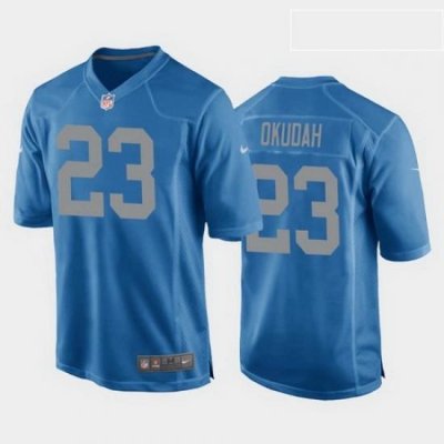 men jeff okudah detroit lions blue throwback game jersey