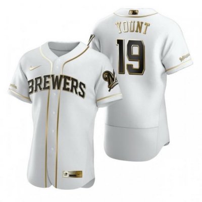 MilWaukee BreWers 19 Robin Yount White Nike Mens Authentic Golden Edition MLB Jersey