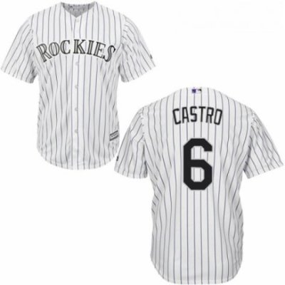 Youth Majestic Colorado Rockies 6 Daniel Castro Authentic White Home Cool Base MLB Jersey