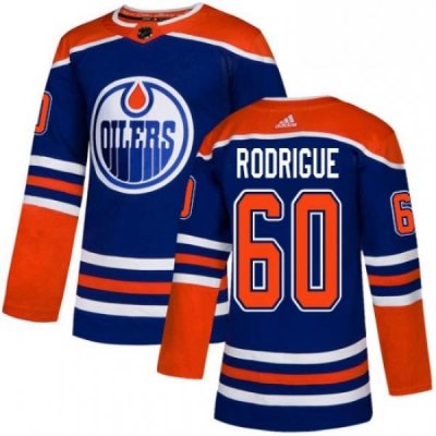 Mens Adidas Edmonton Oilers 60 Olivier Rodrigue Premier Royal Blue Alternate NHL Jersey