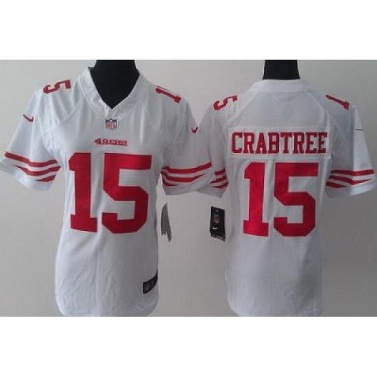 Women Nike San Francisco 49ers 15 Michael Crabtree White LIMITED Jerseys