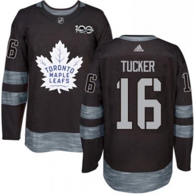 Mens Adidas Toronto Maple Leafs 16 Darcy Tucker Authentic Black 1917 2017 100th Anniversary NHL Jersey