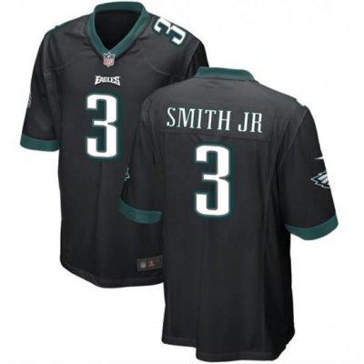 Men Philadelphia Eagles 3 Nolan Smith JR Black 2023 Draft Stitched Game Jersey