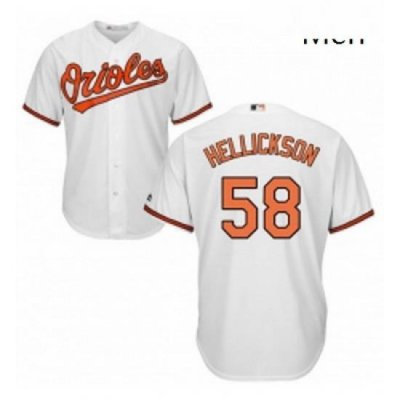 Mens Majestic Baltimore Orioles 58 Jeremy Hellickson Replica White Home Cool Base MLB Jersey