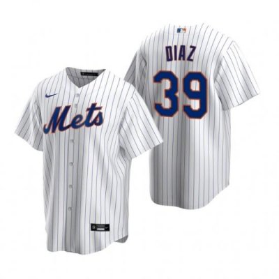 Mens Nike NeW York Mets 39 EdWin Diaz White 2020 Home Stitched Baseball Jersey