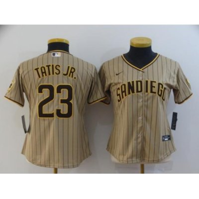 Women Padres 23 Fernando Tatis Jr  Brown Nike 2020 Cool Base Jersey