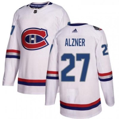 Youth Adidas Montreal Canadiens 27 Karl Alzner Authentic White 2017 100 Classic NHL Jersey